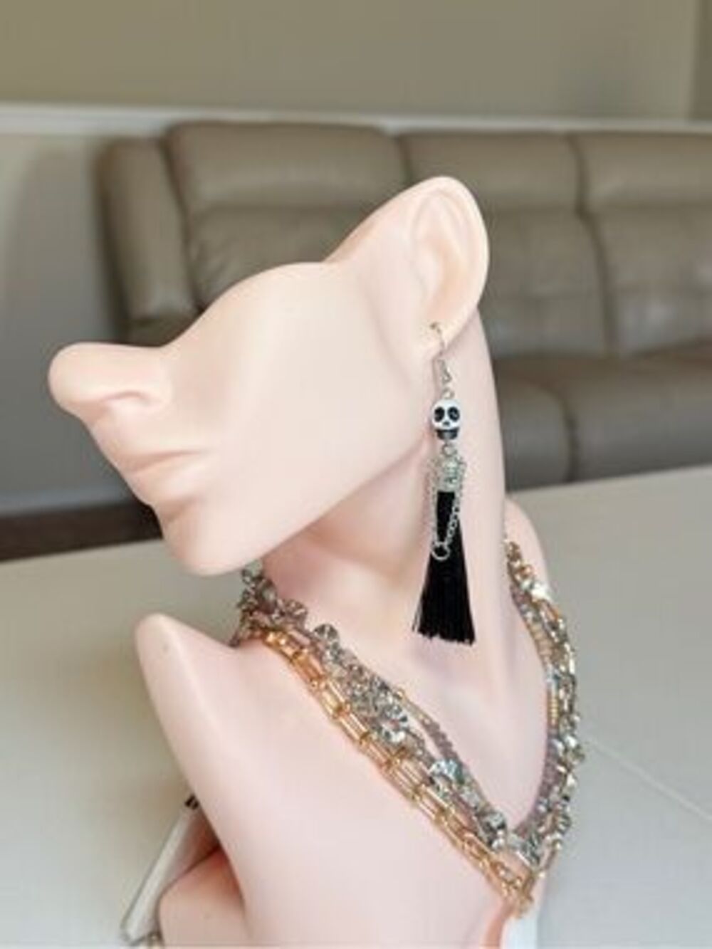 Skull Tassel Drop Earrings